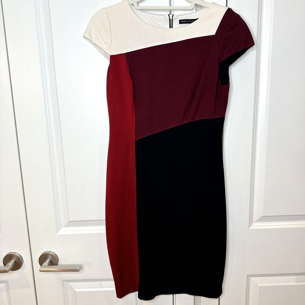 WHBM White House Black Market Color Block Sheath Career Pencil Dress | 2